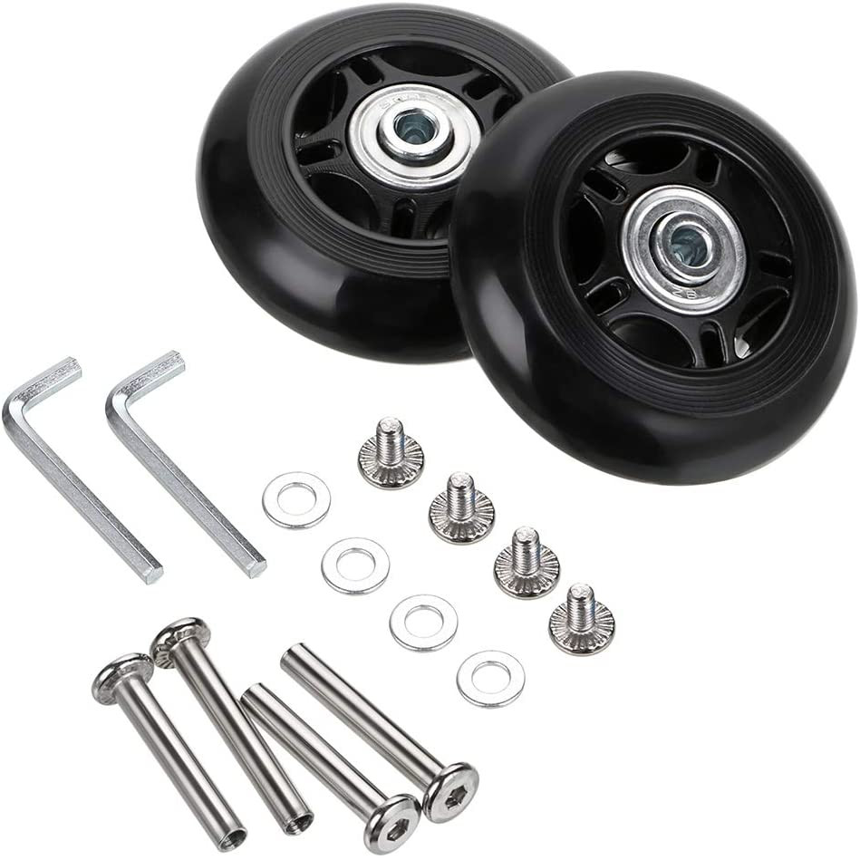 80Mm X 24Mm Luggage Suitcase Replacement Wheels, Rubber Swivel Caster Wheels Bea