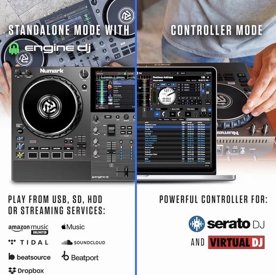 Numark Mixstream Pro Go Battery-Powered, Standalone Touchscreen DJ Controller