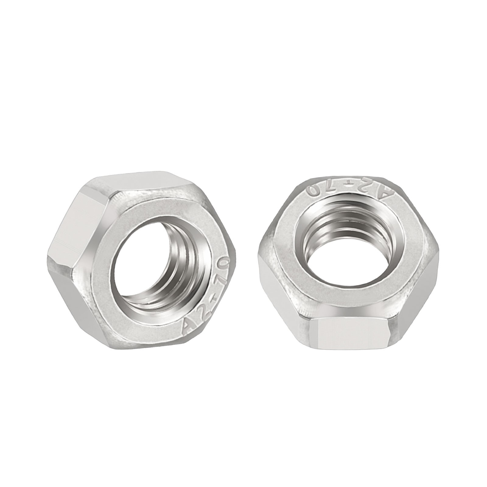 50pcs Hex Nuts - [M6-0.75] 304 Stainless Steel 18-8 Hardware Nuts, Silver