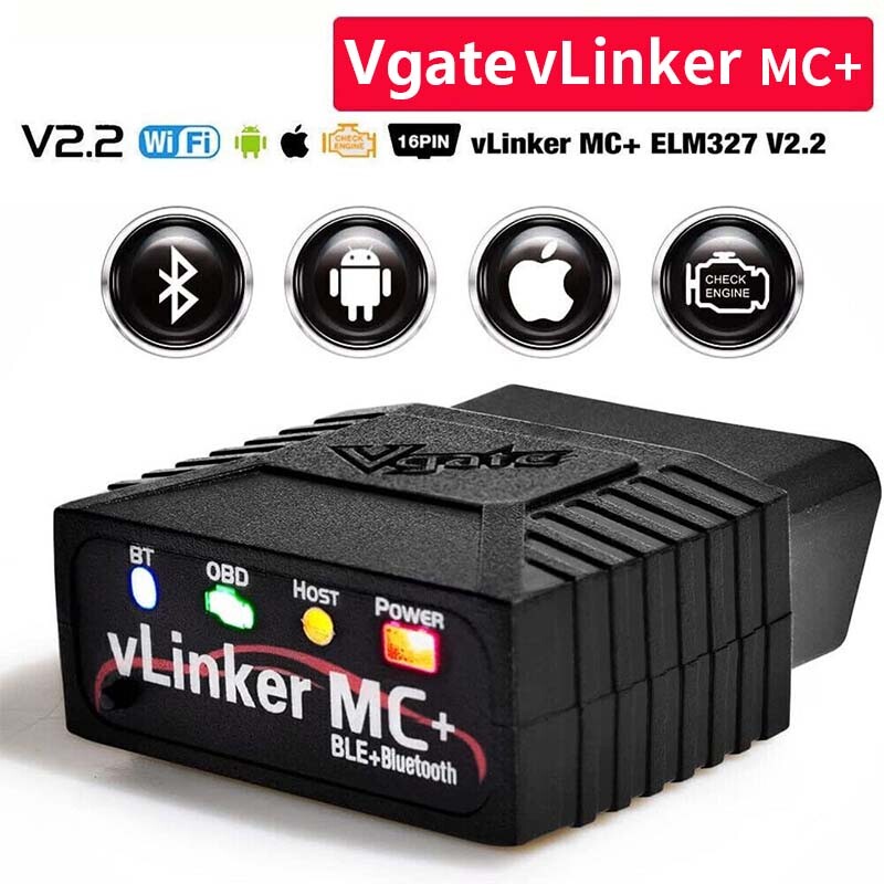 Vgate vLinker MC+ ELM327 OBD2 Car Scanner WIFI for BimmerCode FORScan Bluetooth