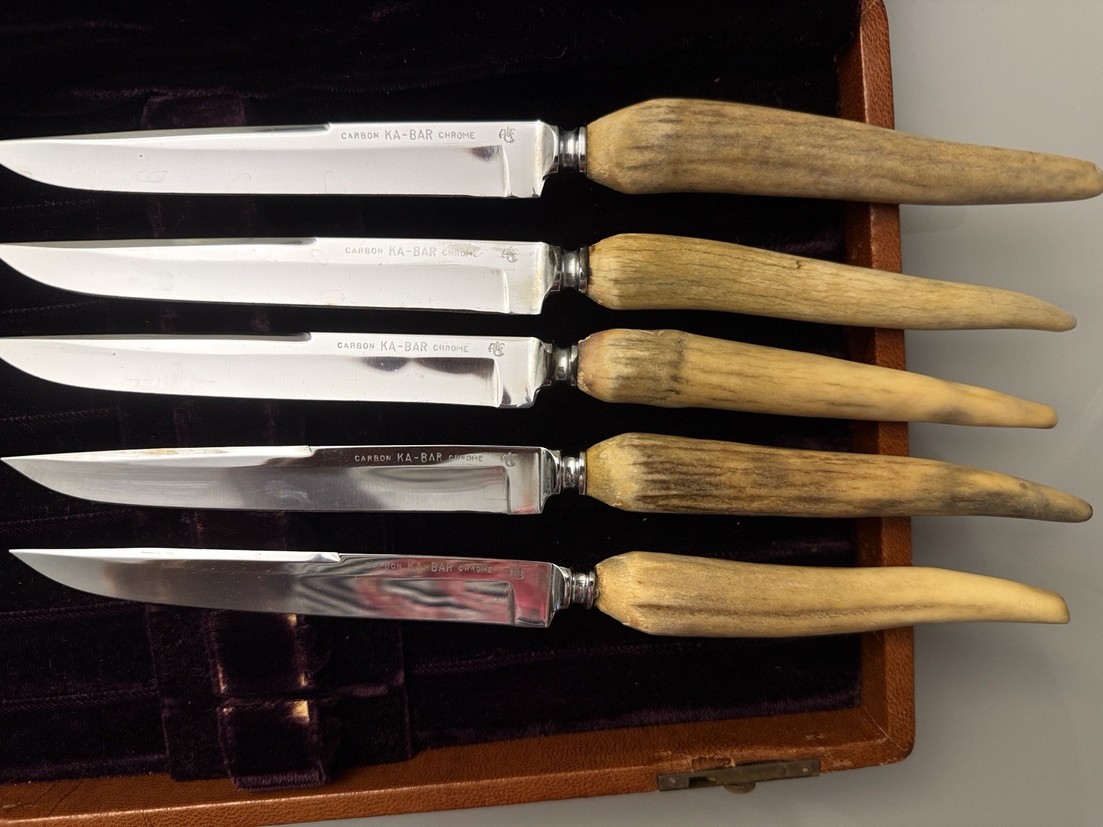 Vintage Deer Antler Steak Knive Set (5)
