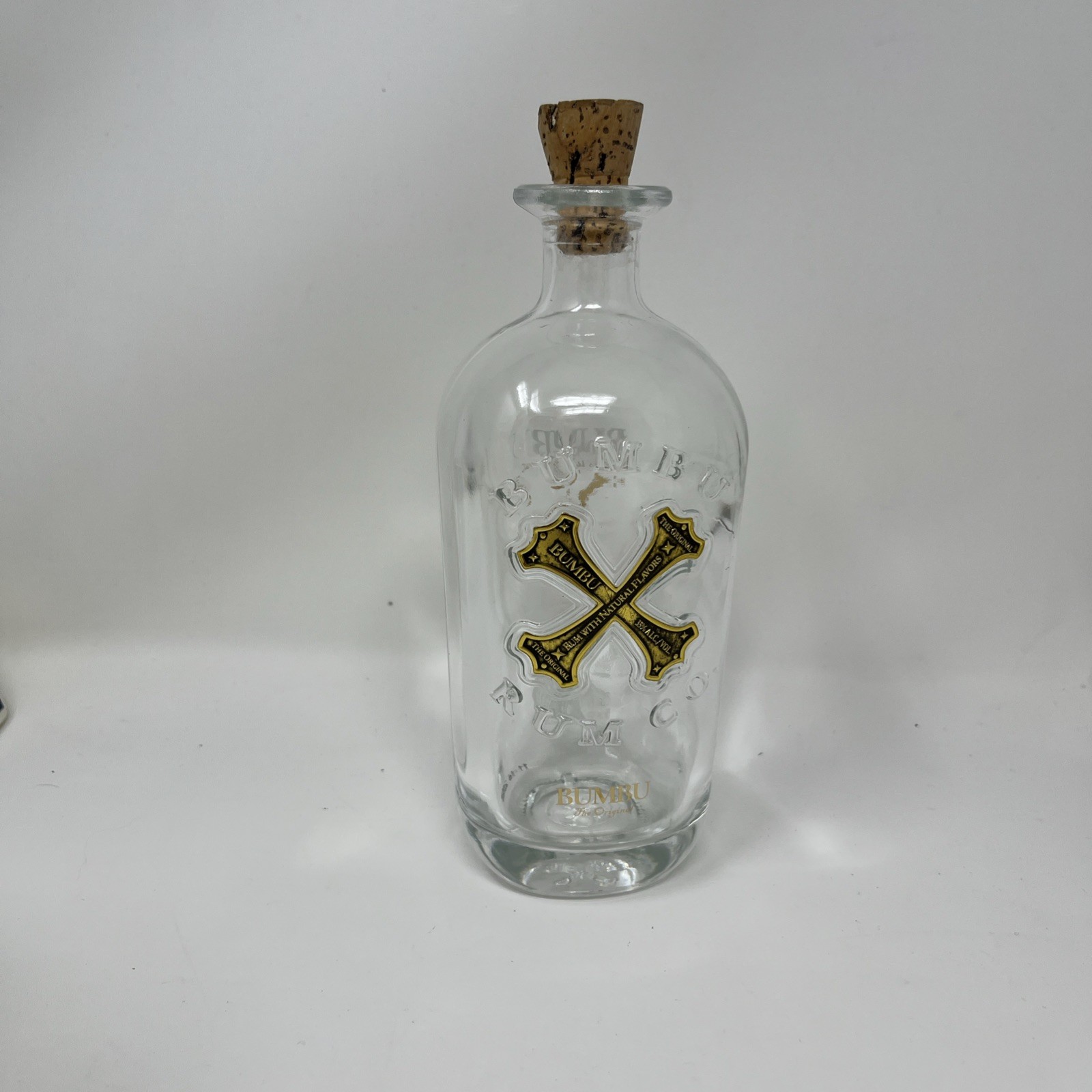Bumbu Rum 375ml  Empty Bottle Cork Craft Pirate Bones Decanter Clear
