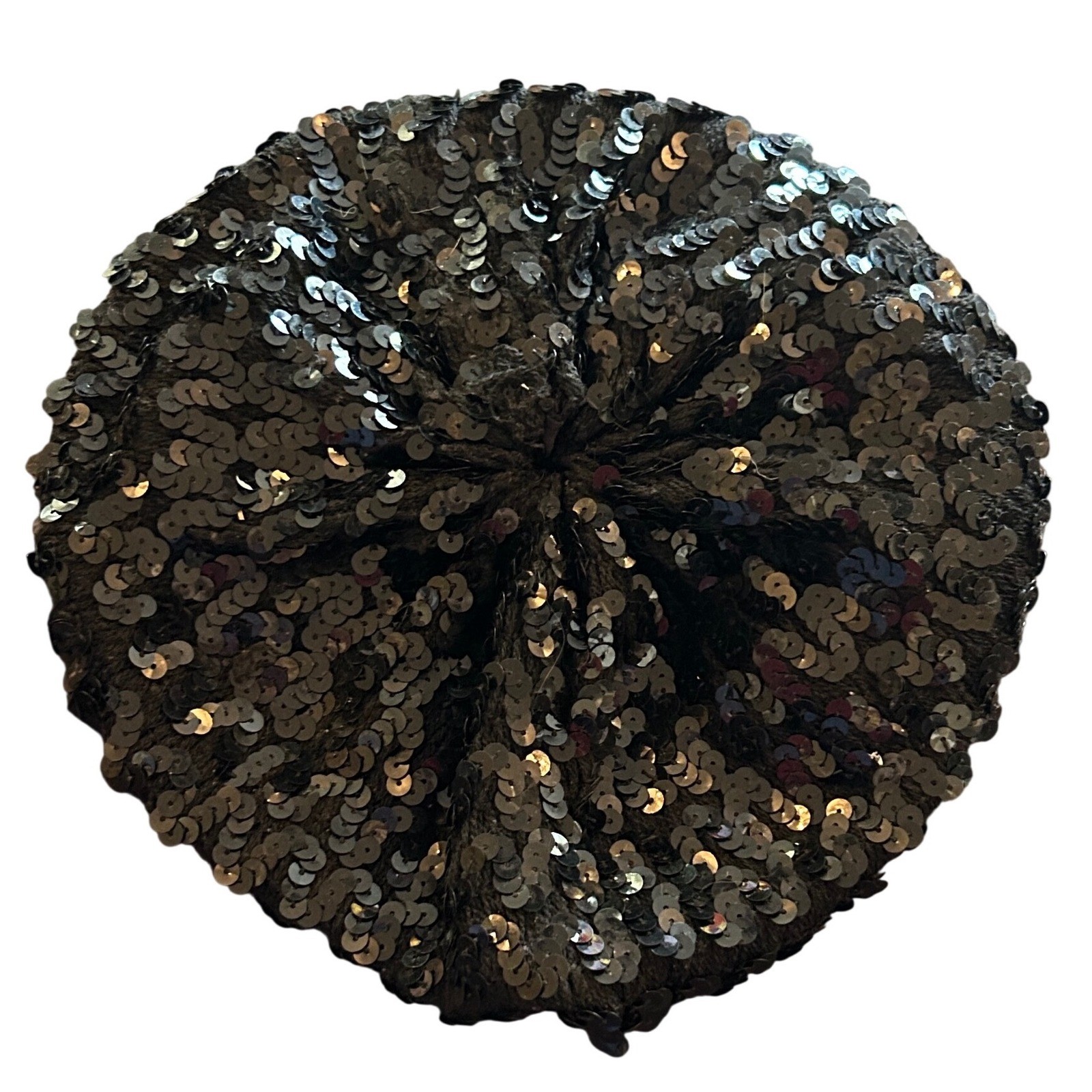 Black Sequin Beret Hat Slouchy Tam Sparkle Evening Party Holiday