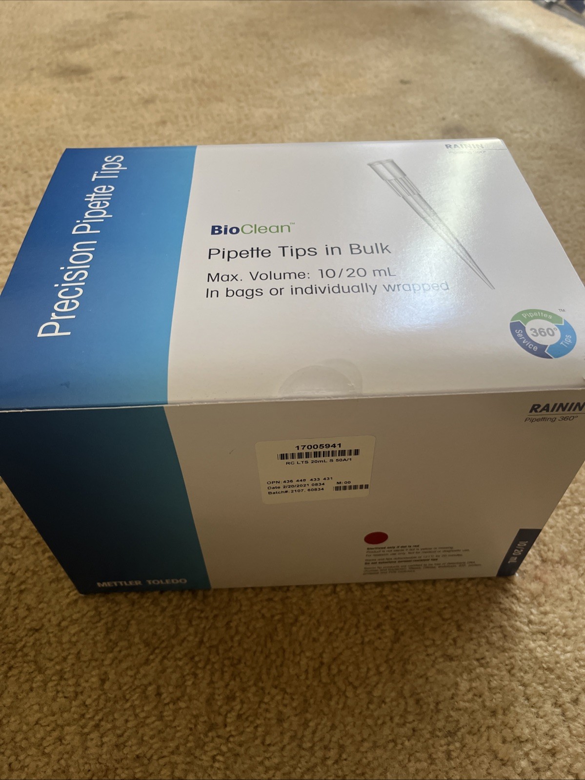 New Mettler Rainin Pipettes Tips LTS 10 / 20ml BioClean 50 Per Box