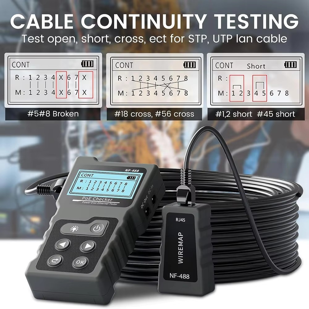 PoE Tester Inline Tester Power Over Ethernet Voltage Current Test NF-488 USA