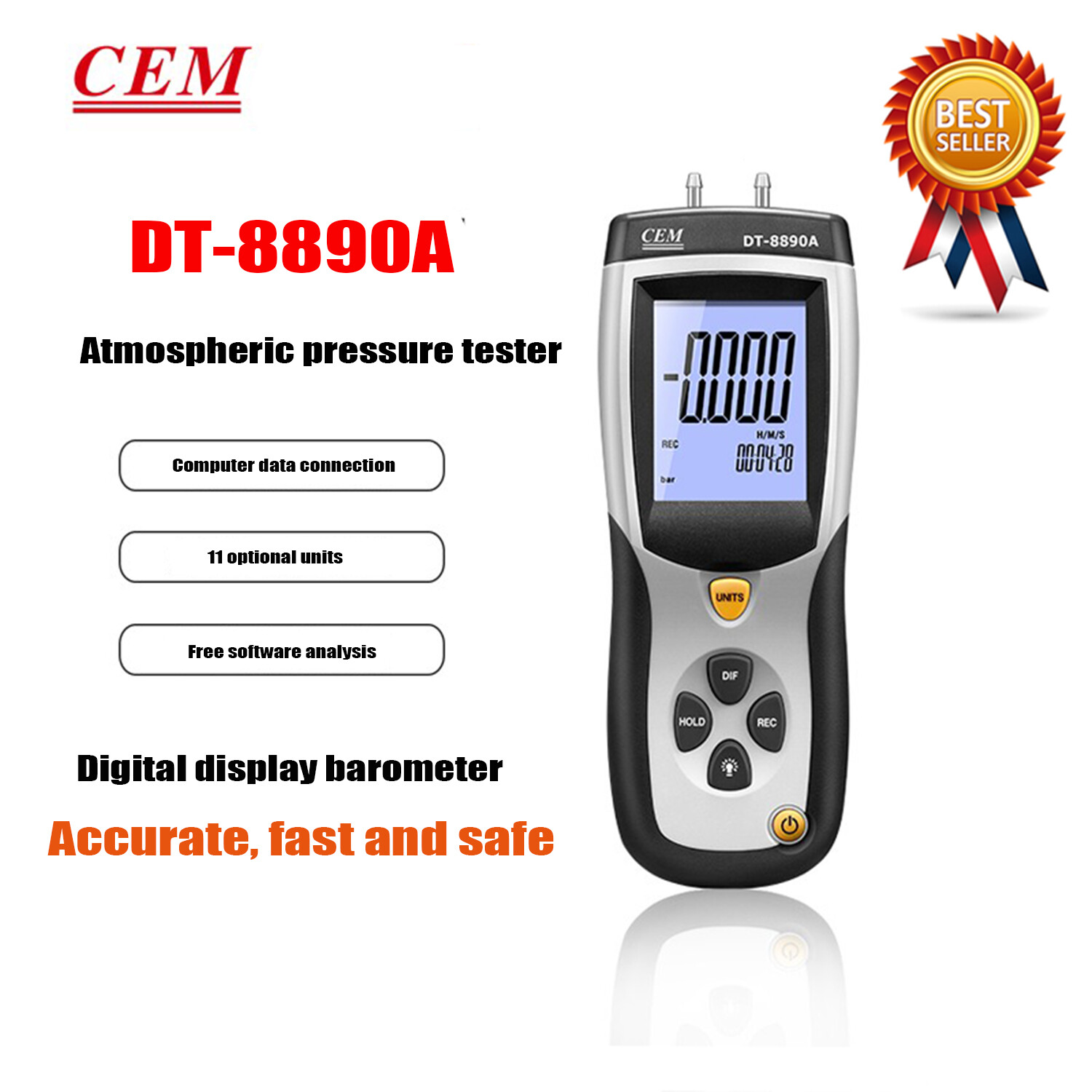 CEM DT-8890A Data Logger Differential Air Pressure Gauge Manometer Meter #ZD