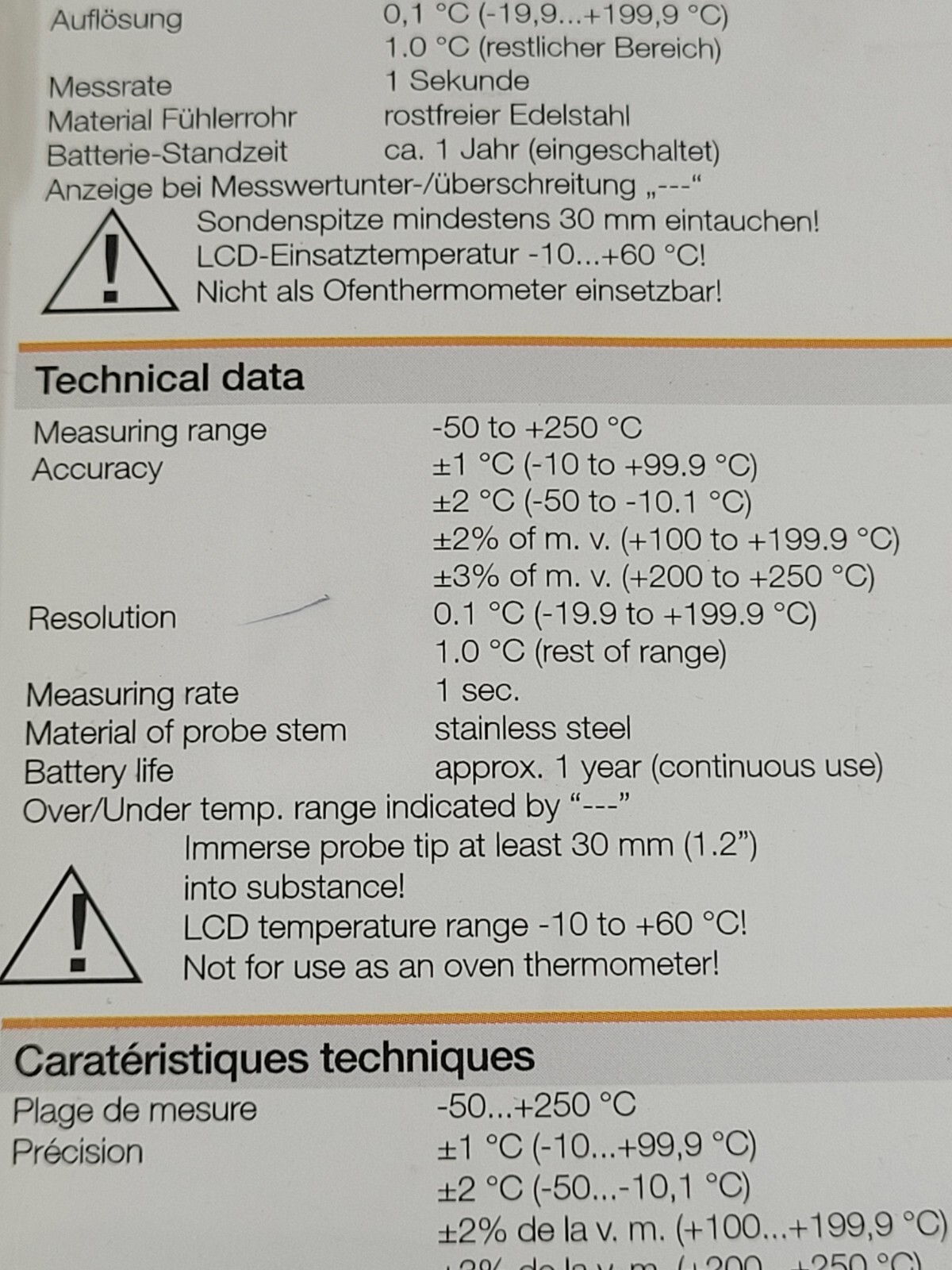 testo mini penetrating thermometer reads Celsius Only