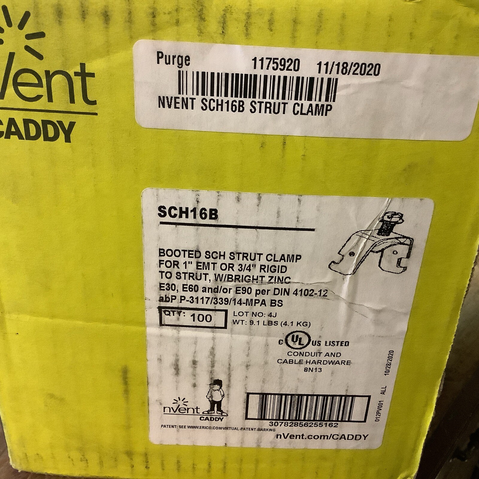 Invent/Caddy SCH16B 1” EMT or 3/4” Rigid Steel Clamp(lot Of 5) New