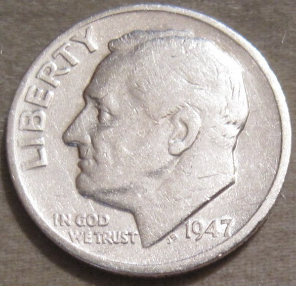 SELLING AS SHOWN - 1947 S ROOSEVELT DIME *** 90% SILVER *** 628
