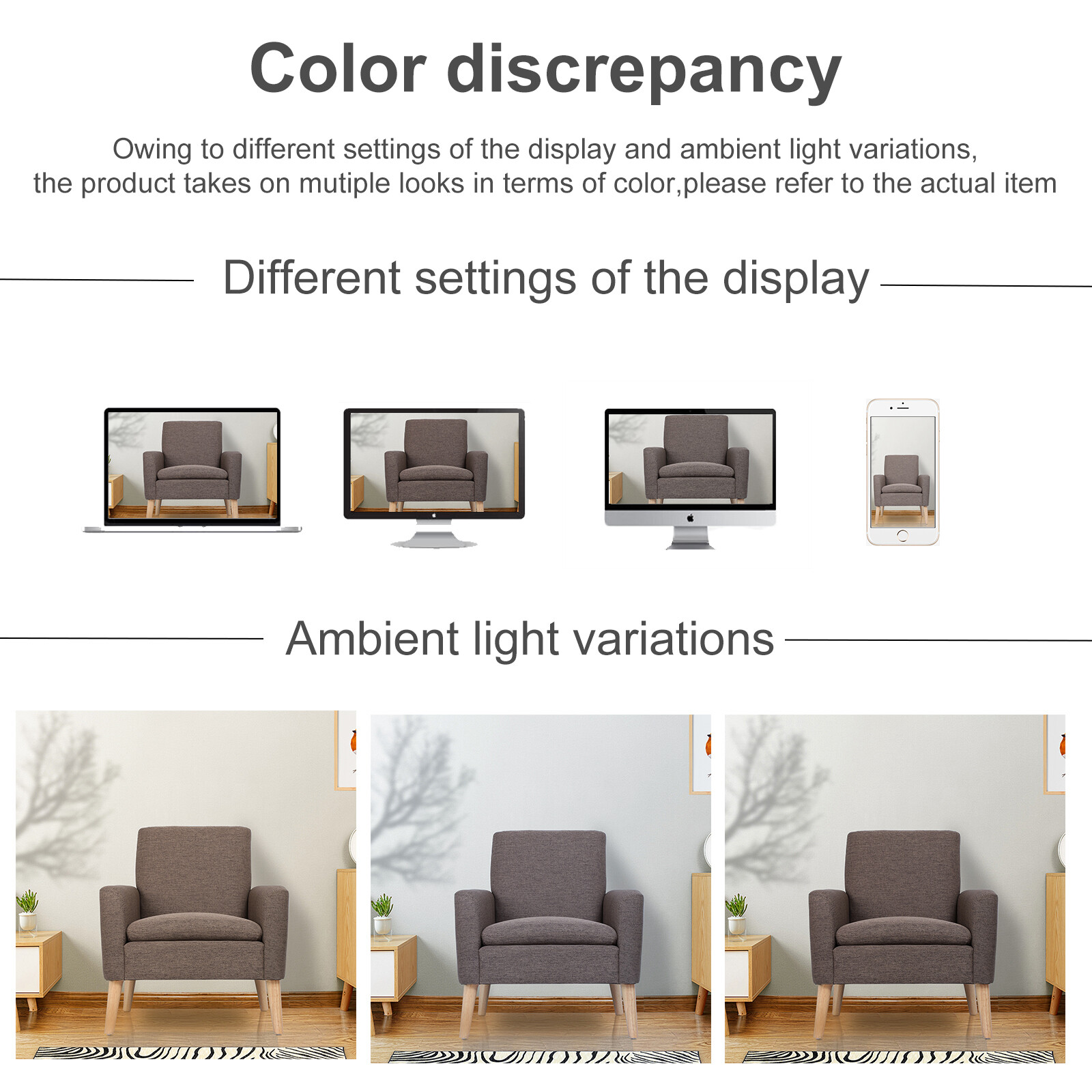 Modern Living Room Chair Linen Fabric Accent Armchair Club Leisure Single Sofa