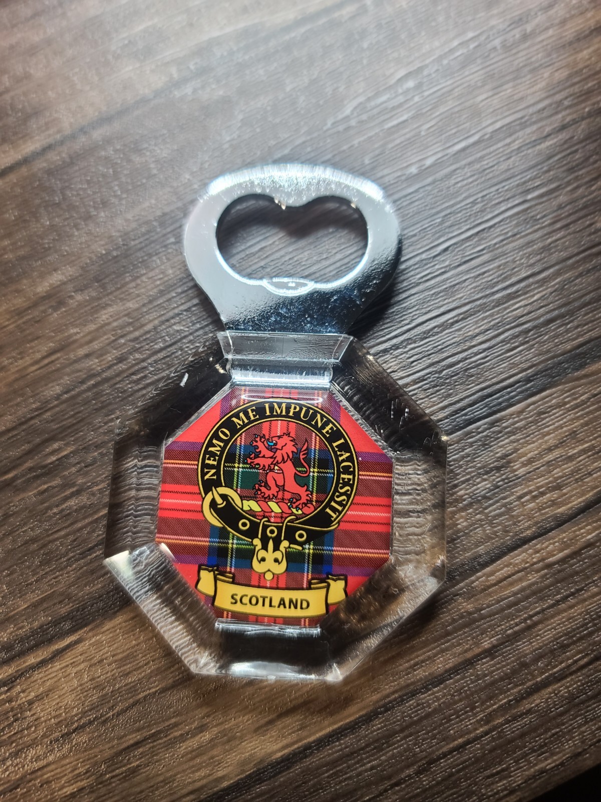 Scotland Red Plaid Tartan Lion Crest Bottle Opener Magnet National Motto
