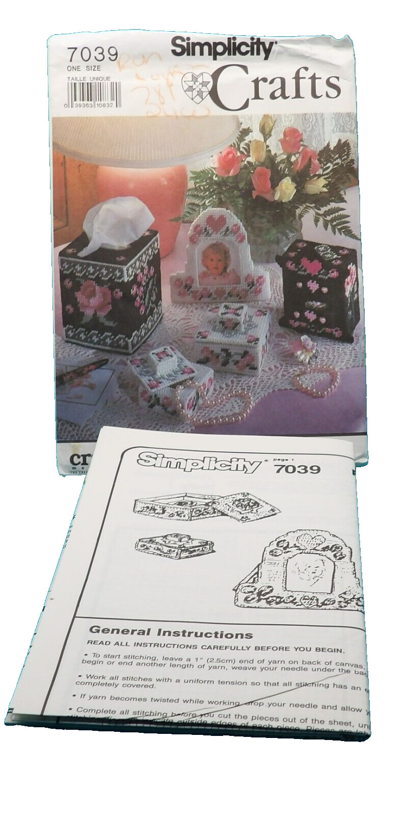Simplicity 7039 Plastic Canvas Pattern Tissue Box Trinket Jewelry 1990