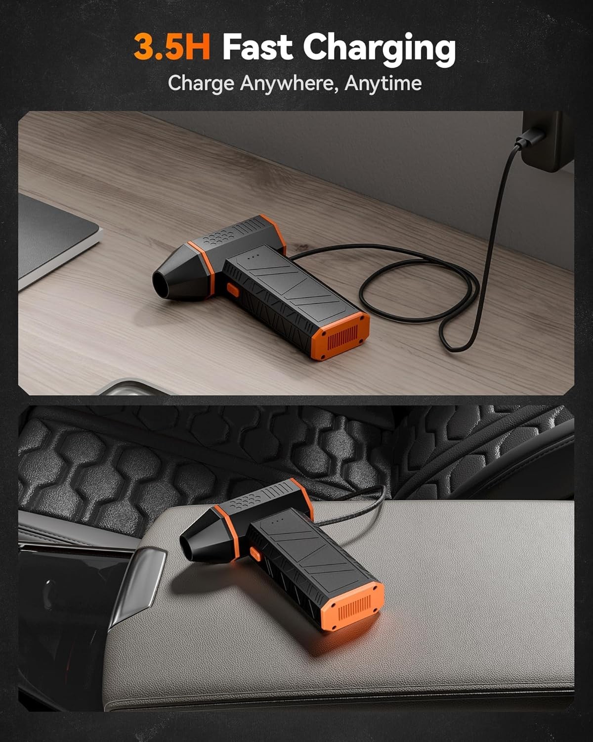 MegaFlow50 Cordless Air Duster with 3-Gear Settings & Fast Charging Capability