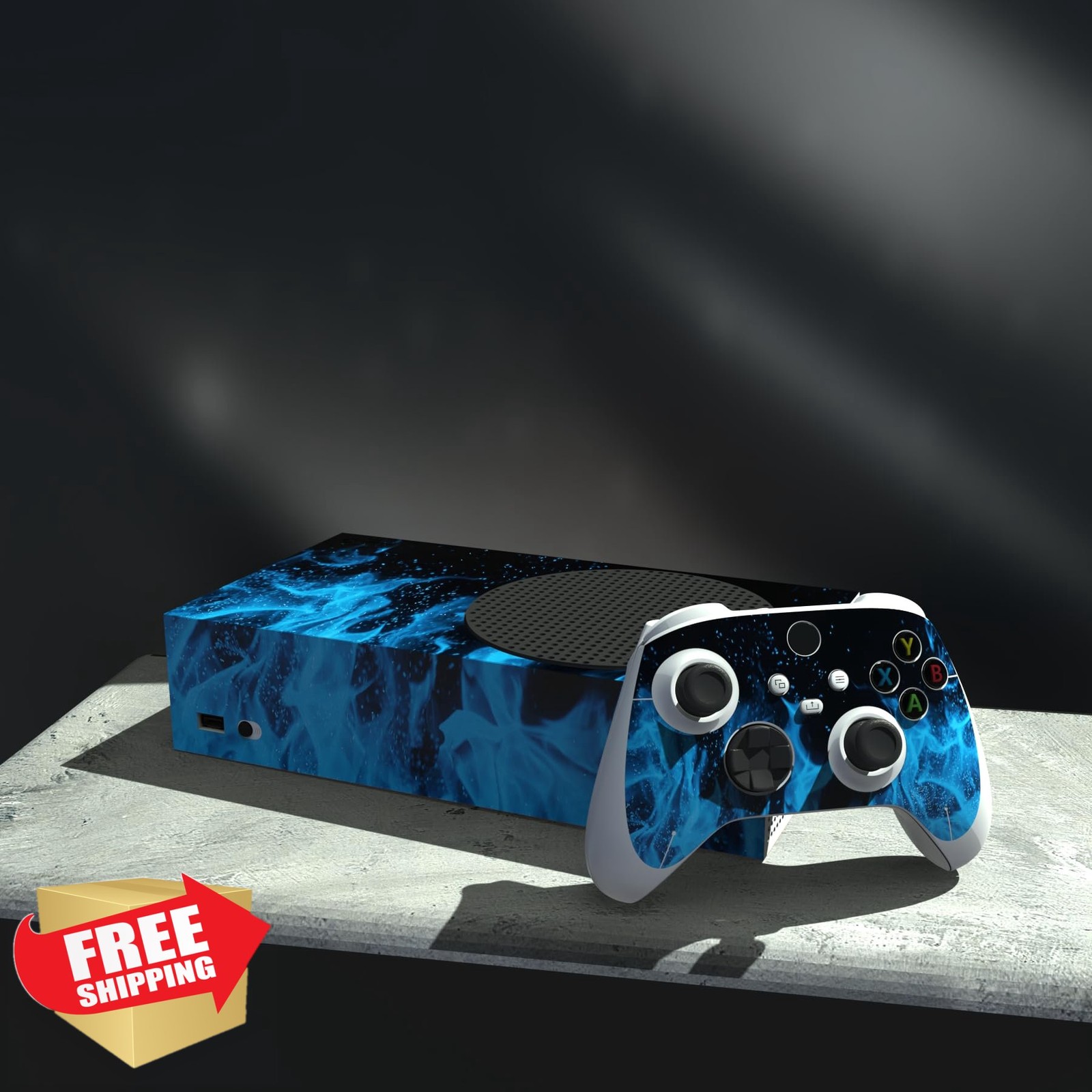 PlayVital Blue Flame Custom Vinyl Skin for Xbox Core Controller