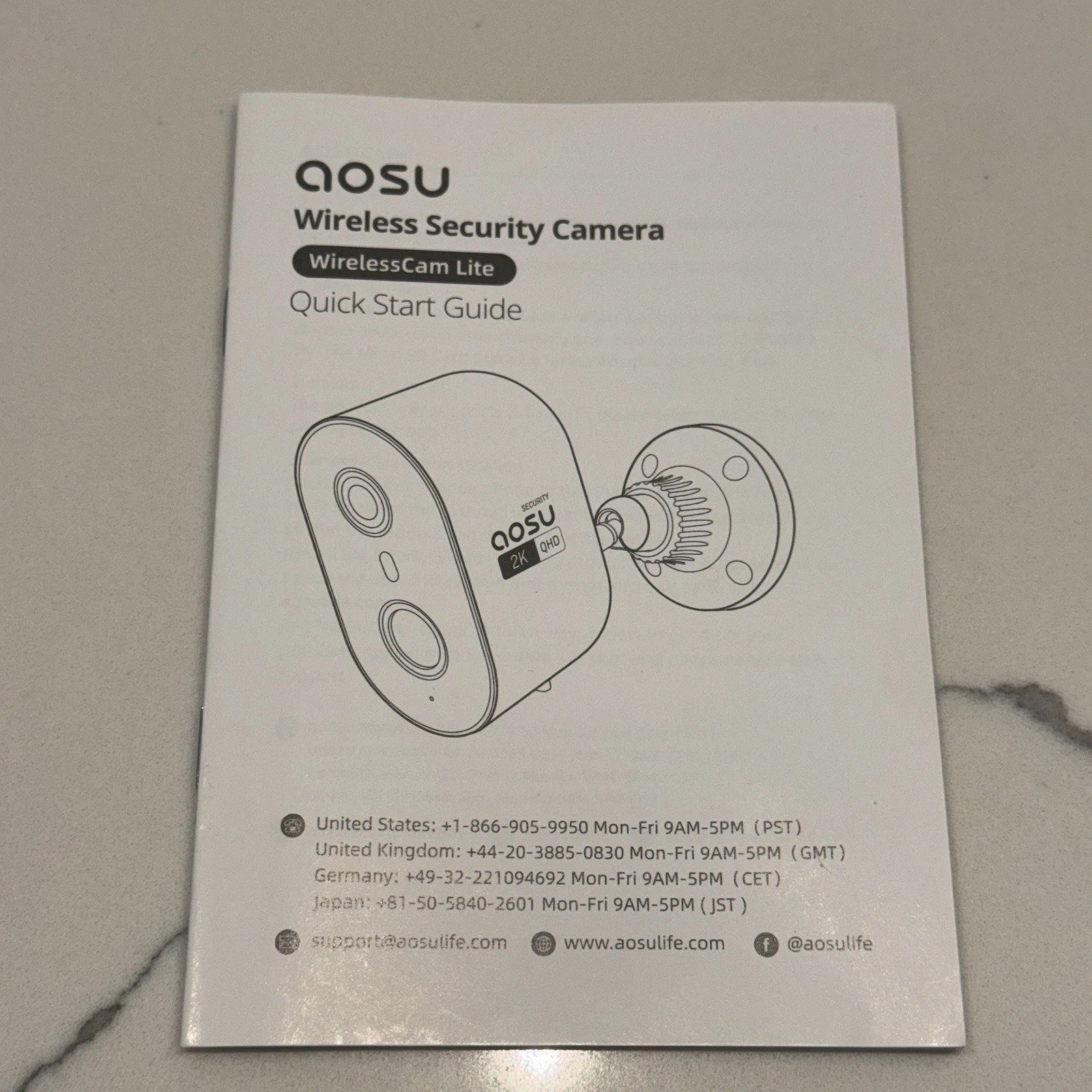 AOSU WirelessCam Lite Security Camera 2K/3MP QHD Model: C6L Open Box