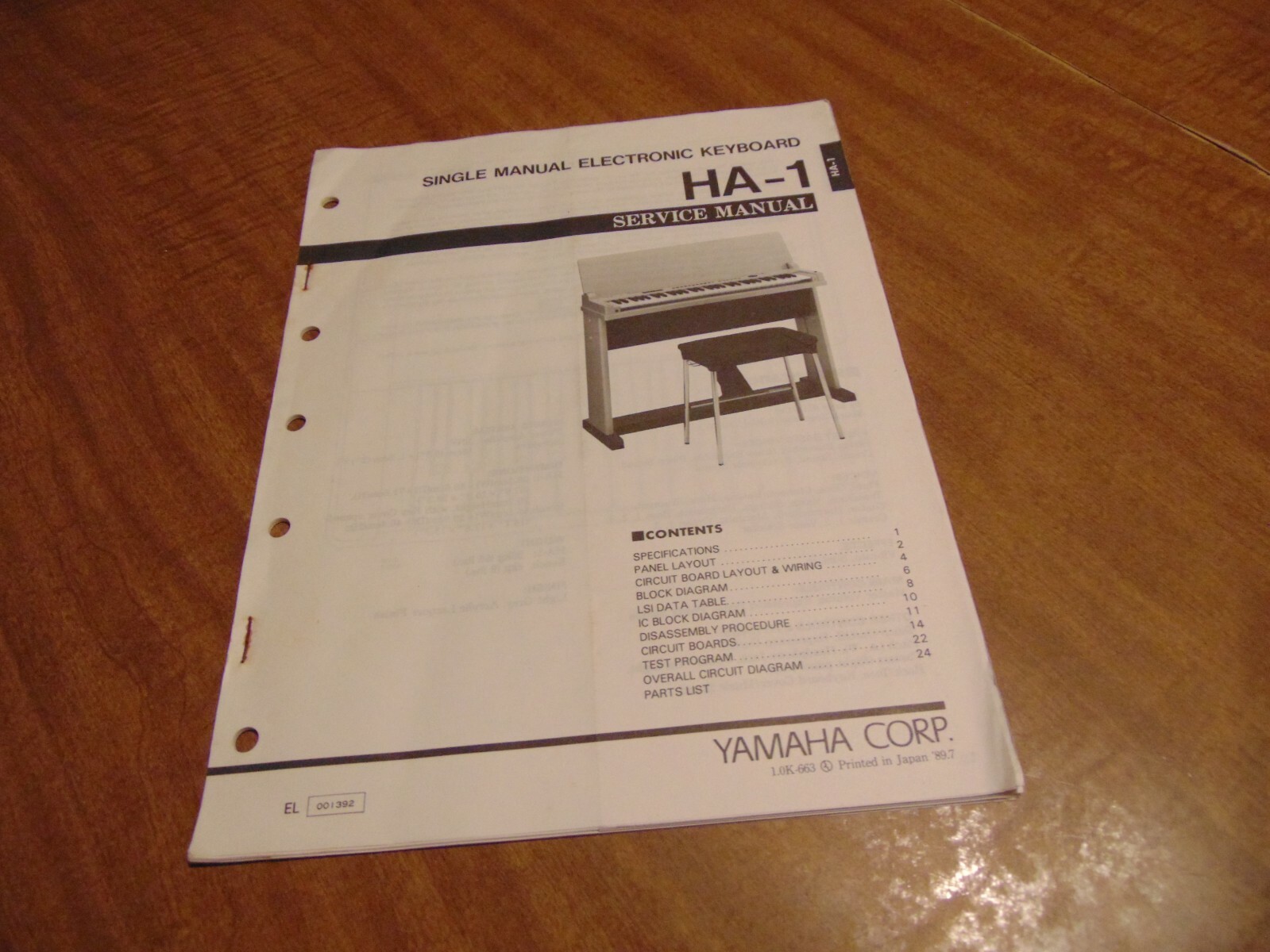 Yamaha Single Manual Electronic Keyboard HA-1 Service Shop Manual Schematics OEM