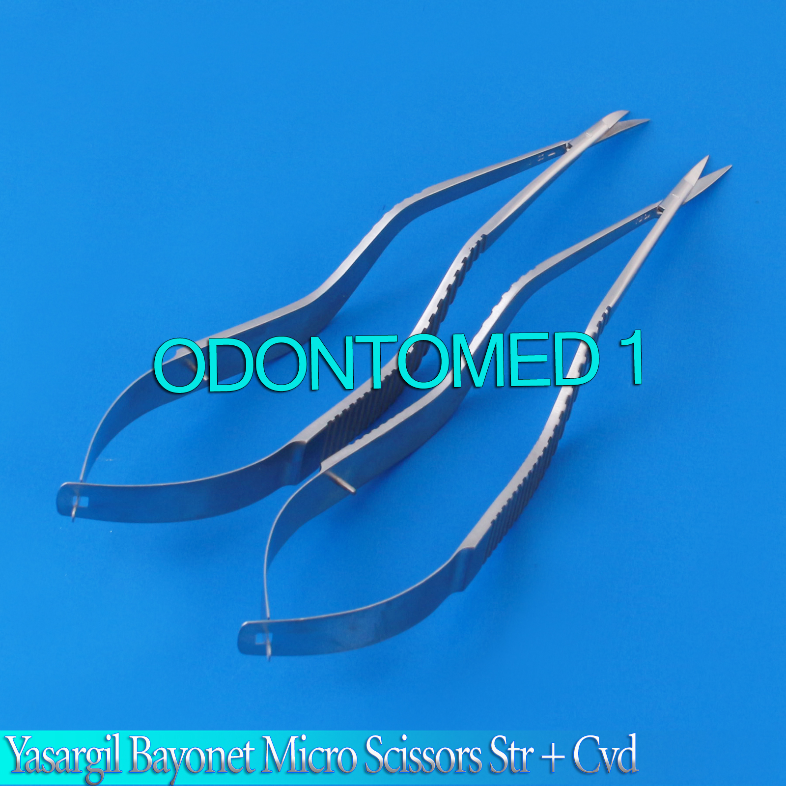 Two Pieces Yasargil Bayonet Micro Scissors 7.5" One Str, One Cvd