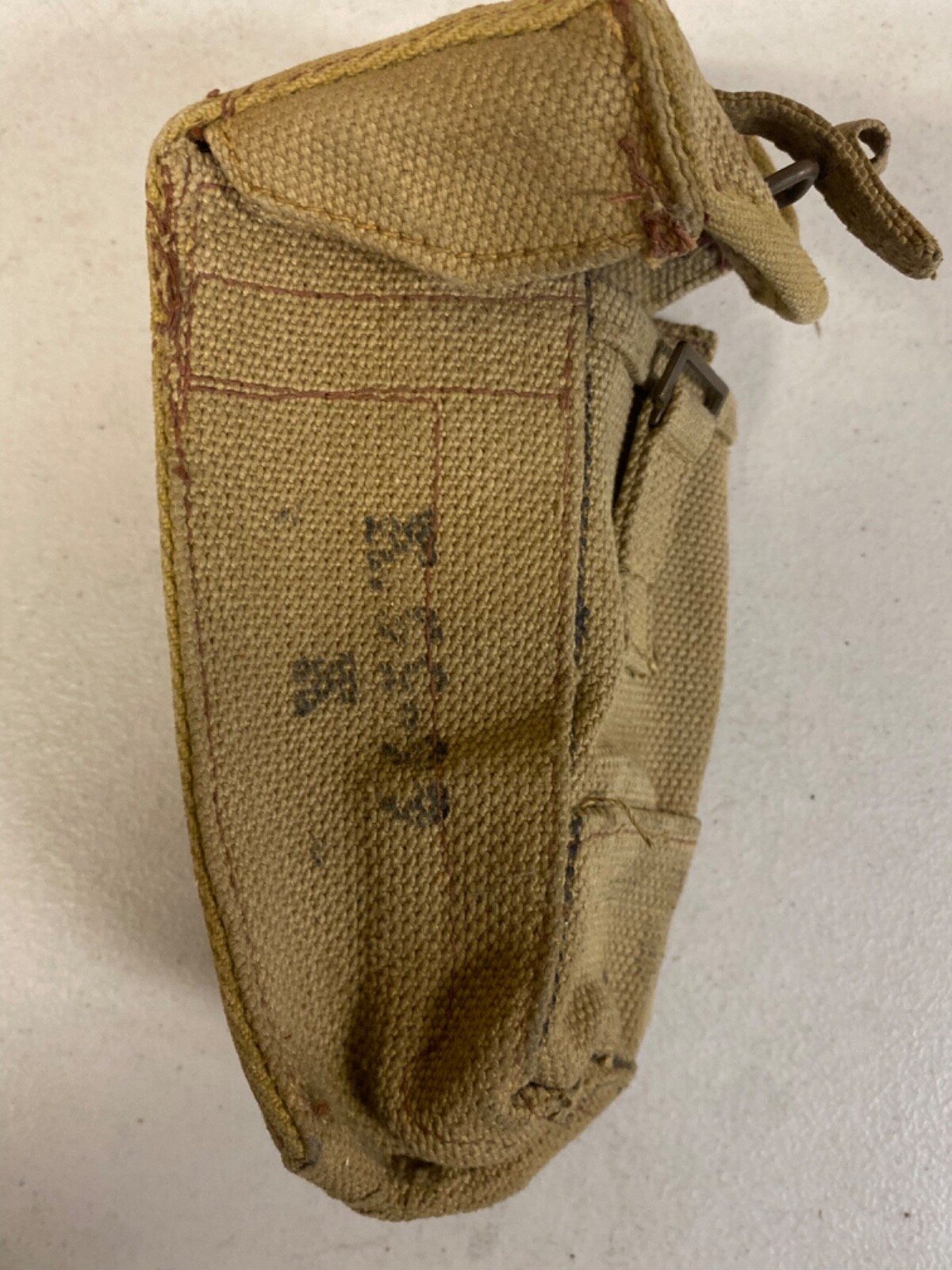 Vintage Military Khaki Ammo Pounch Case Dated 1950