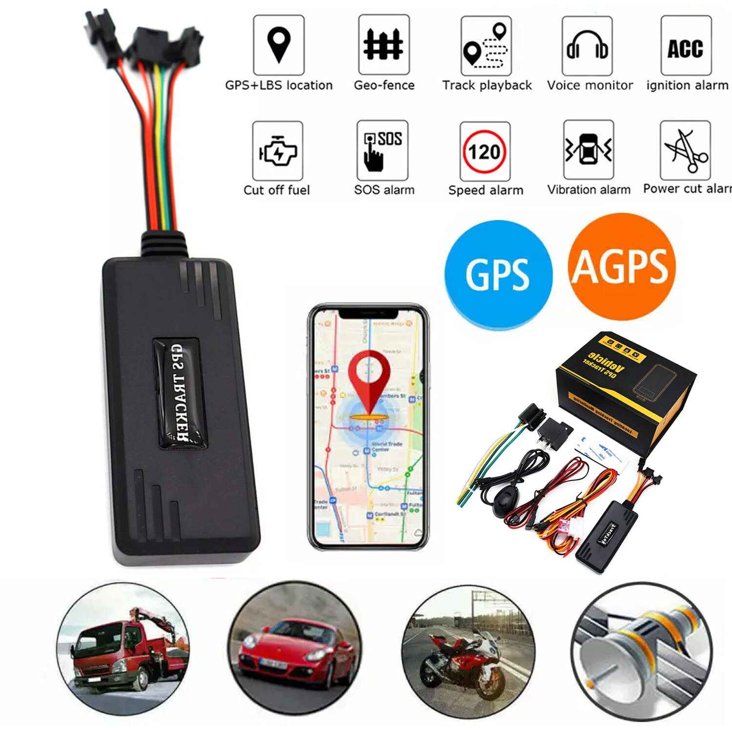 4G Car GPS Tracker Real Time Vehicle Anti-Lost Locator Geography Fencing System