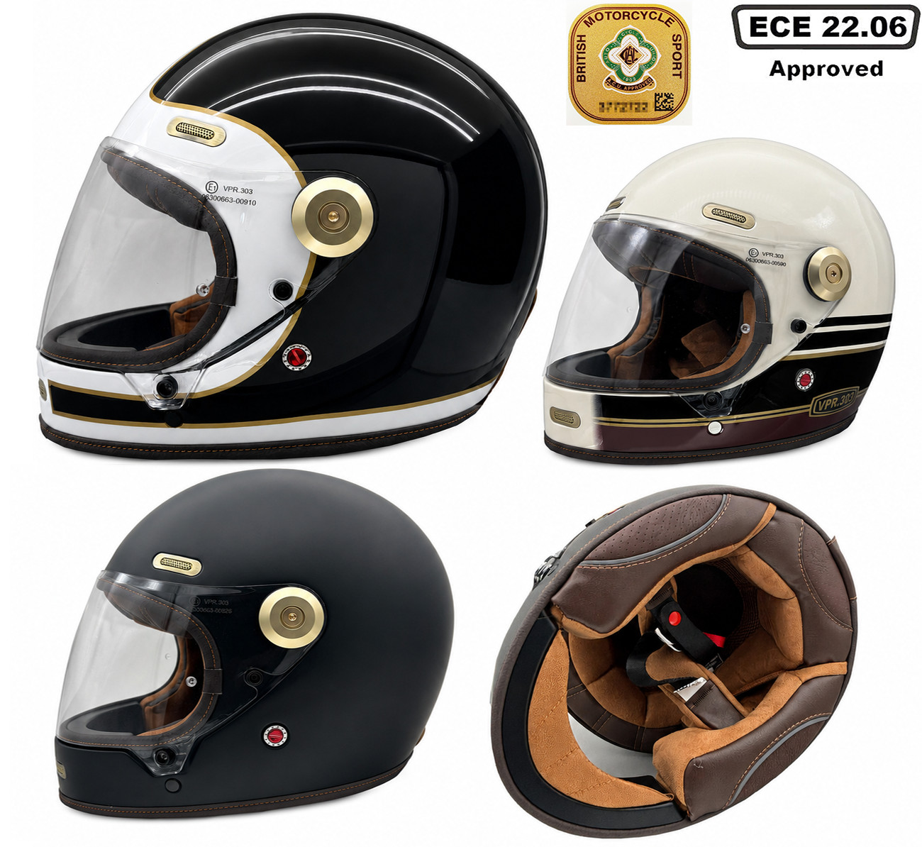 VIPER F660 RETRO VINTAGE 70's STYLE FIBREGLASS FULL FACE MOTORCYCLE HELMET XS-XX