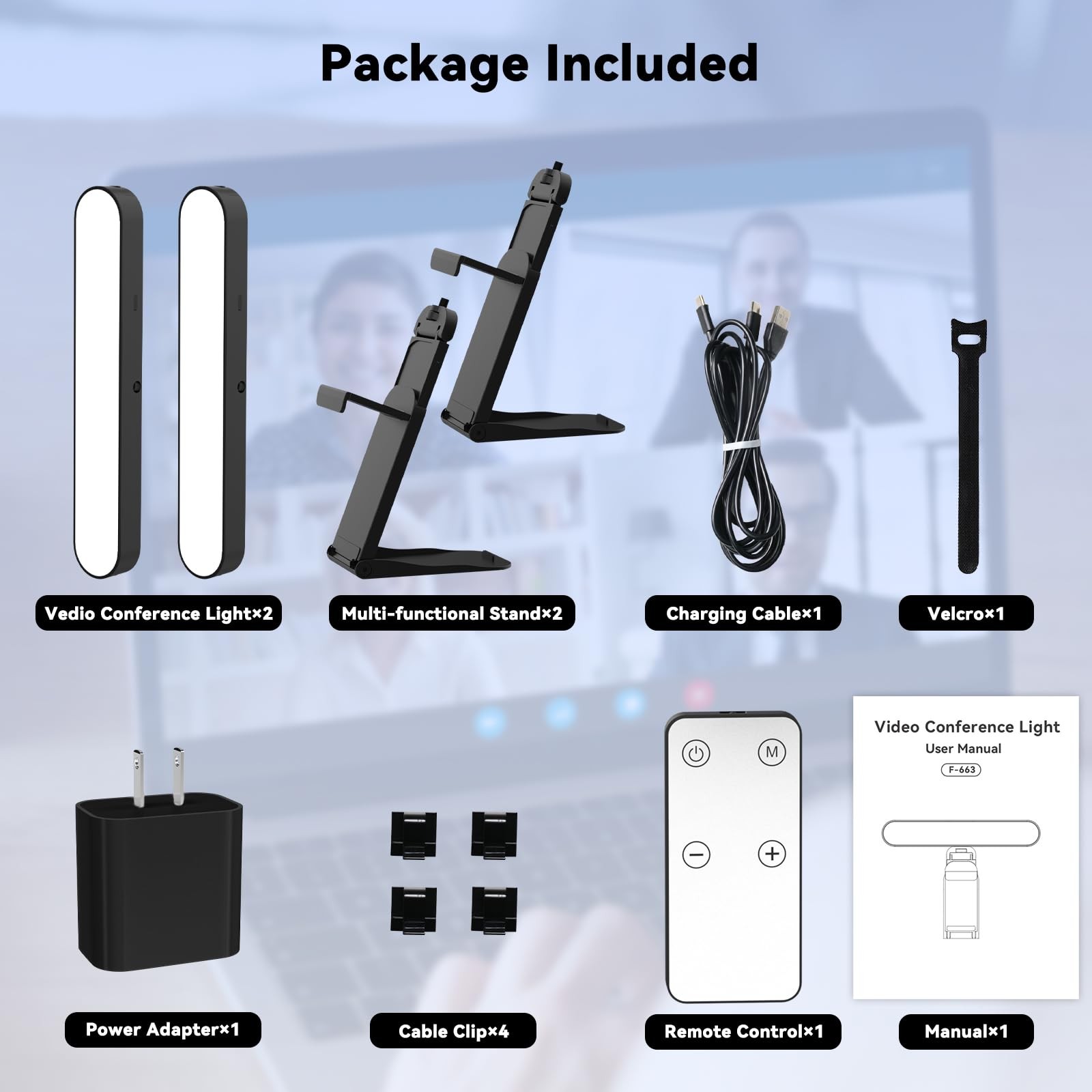 Video Conference Lighting, Webcam Light with Remote & Touch Control, 3 Color ...