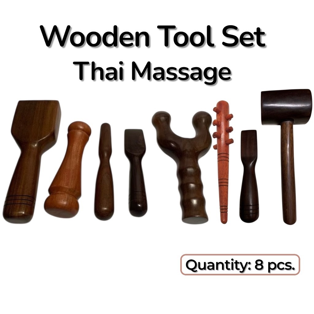 Thai Spa Wooden Massage Tool TOK SEN Hammer Stick Full Body Kit Set DIY