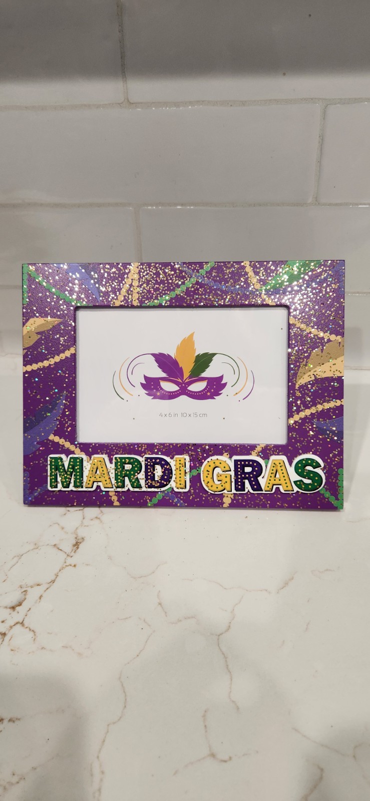 Mardi Gras photo frame, purple picture frame,  Mardi Gras decor, picture frame