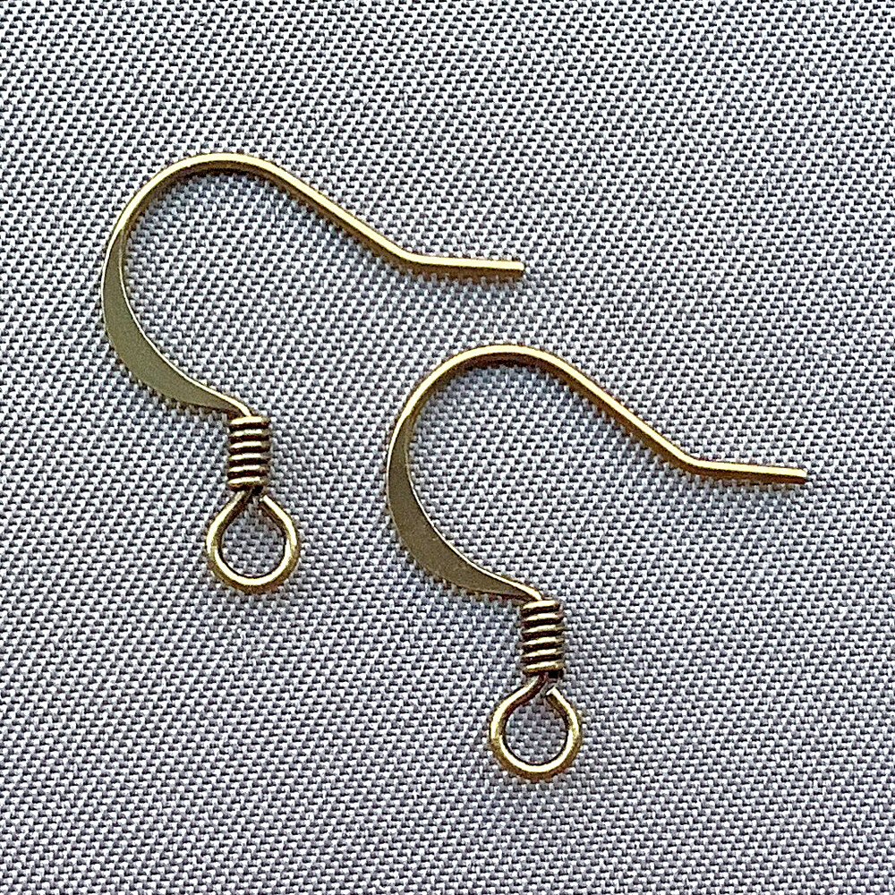 French Hook Flat Coil Earwires 16mm Antique Brass Plated Alloy Q20 Pair Per Pkg