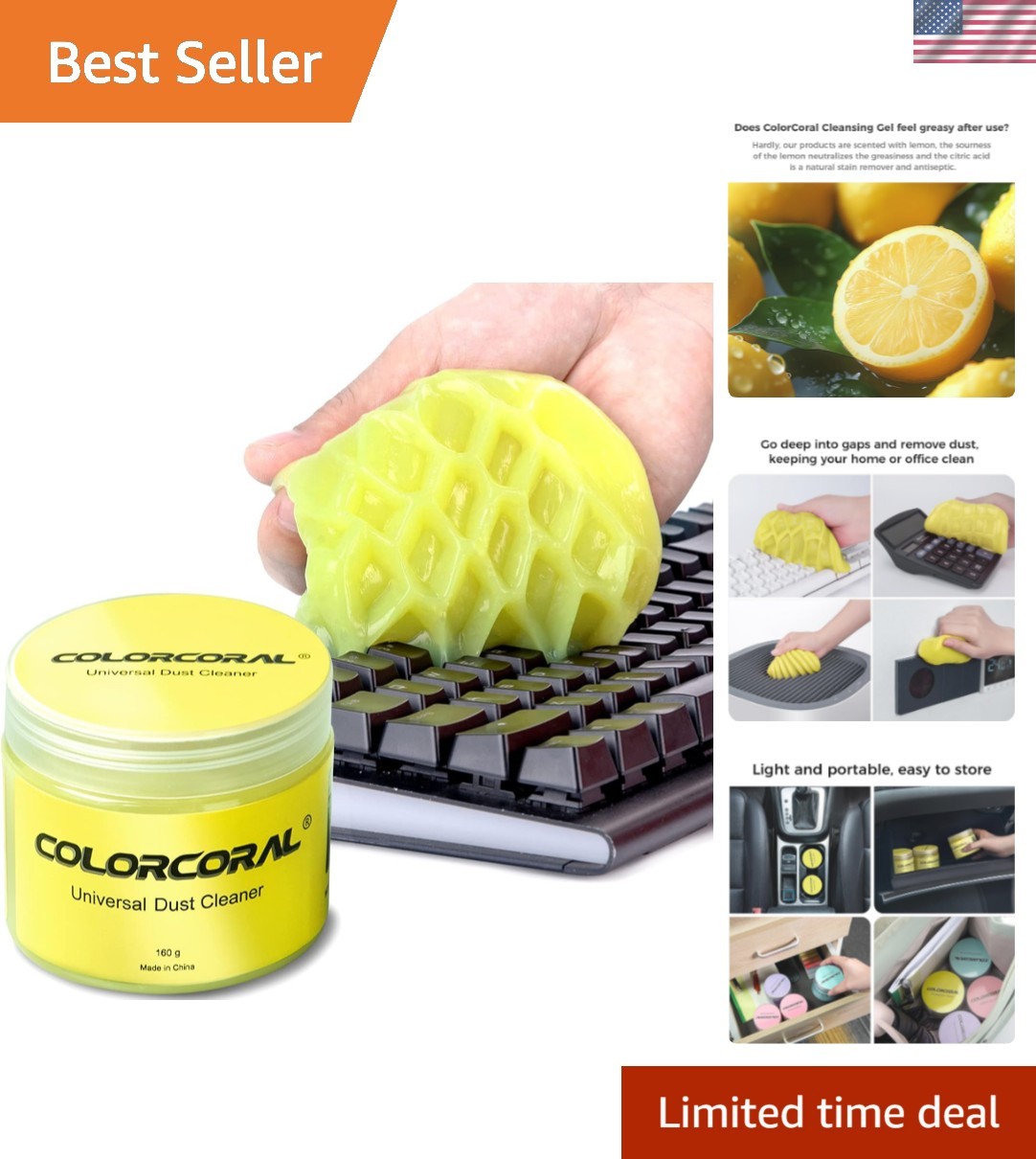 COLORCORAL Universal Cleaning Gel for Keyboards, Cars & Electronics – Reusable