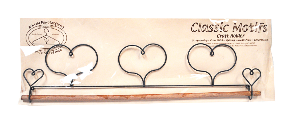 Classic Motifs Triple Heart 16 Inch Fabric Holder With Dowel