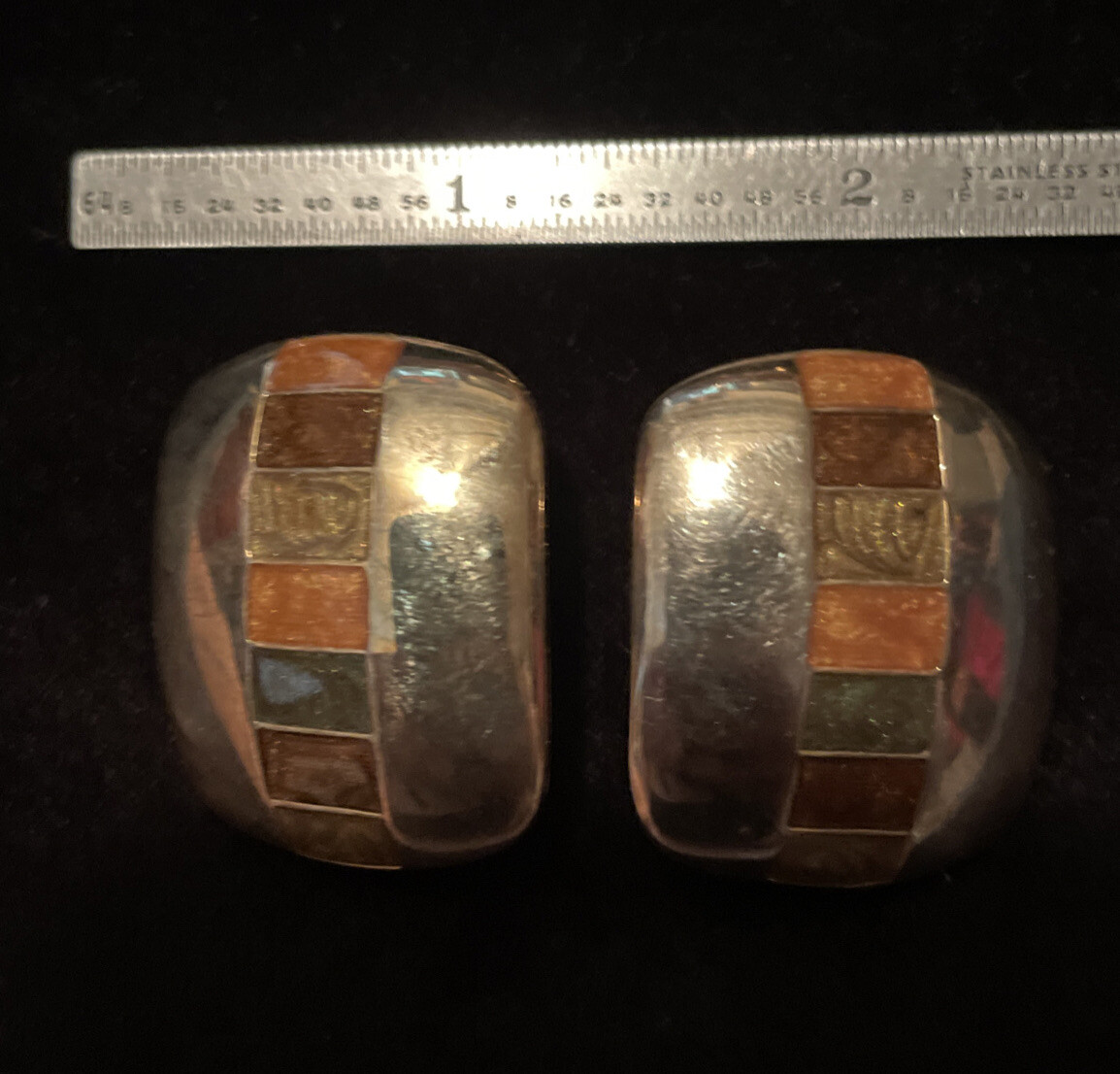 DEJA Goldtone Autumn Brown Button Clip-on Earrings Square