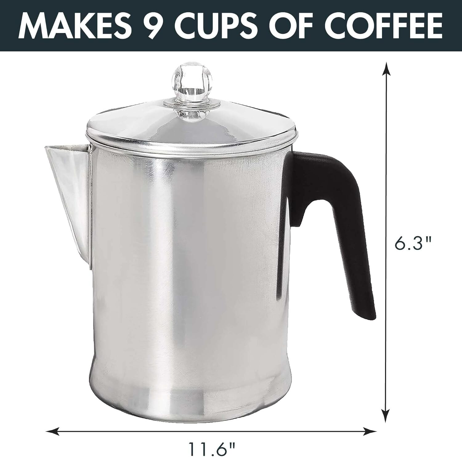 Heavy Duty Stove Top Percolator Coffee Pot Maker 9-Cup