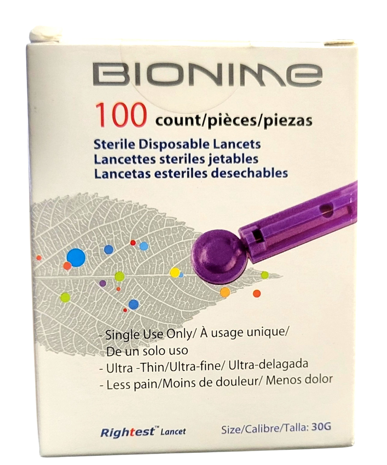 Bionime 30 Gauge Sterile Lancets 100 Count SEALED Single Use Exp 2023/24
