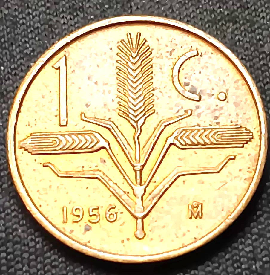 Mexico 1956 OM MEXICAN 1 ONE CENTAVO COIN brass Mexican coat of arms..