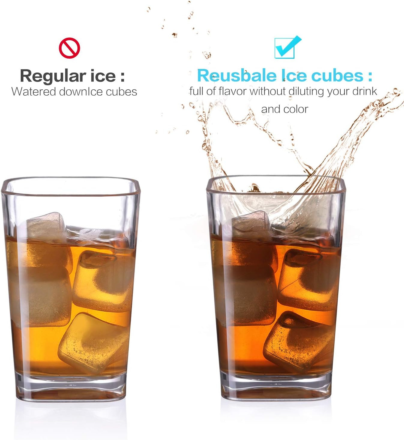 Reuable Ice Cube for Drinks - White Clear Plastic Ice Cube to Keep Drink Cool Lo