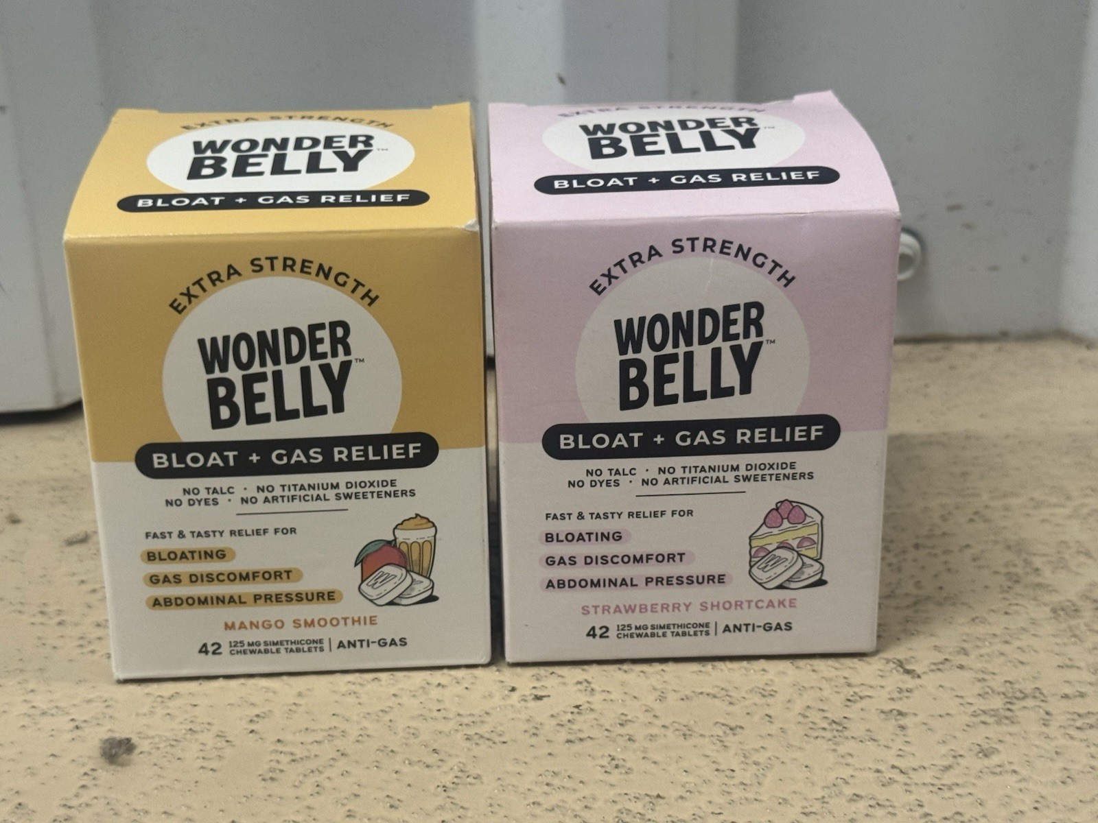 2x Wonder Belly Bloat + Gas Relief Strawberry & Mango 42 Chewable Tablets