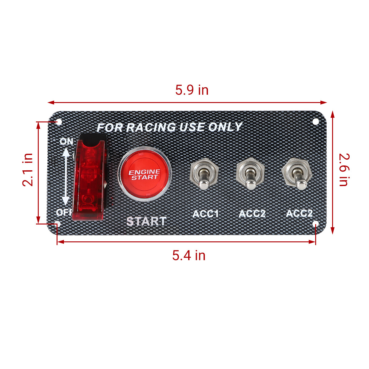 Carbon Ignition Switch Panel Engine Start Push Button Control LED 12V Racing Car