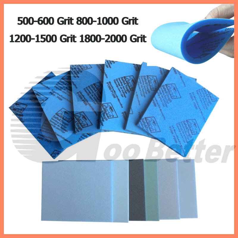 Foam Sanding Block Wet & Dry Abrasive Sandpaper Sponge Sand Pads 500 - 2000 Grit