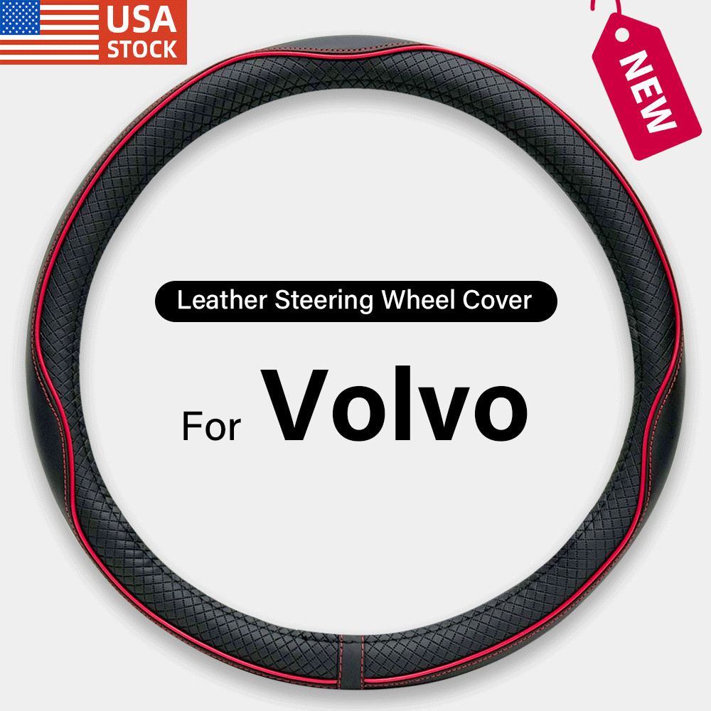 Customized Leather Steering Wheel Cover For Volvo VNL VNR FM 14½ - 16 inch Round