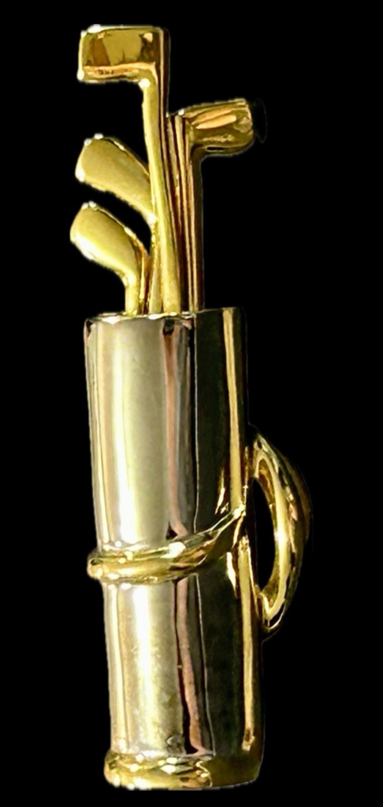 Vintage Silver-Tone Golf Bag & Gold-Tone Rattling Clubs Brooch Rollover Clasp
