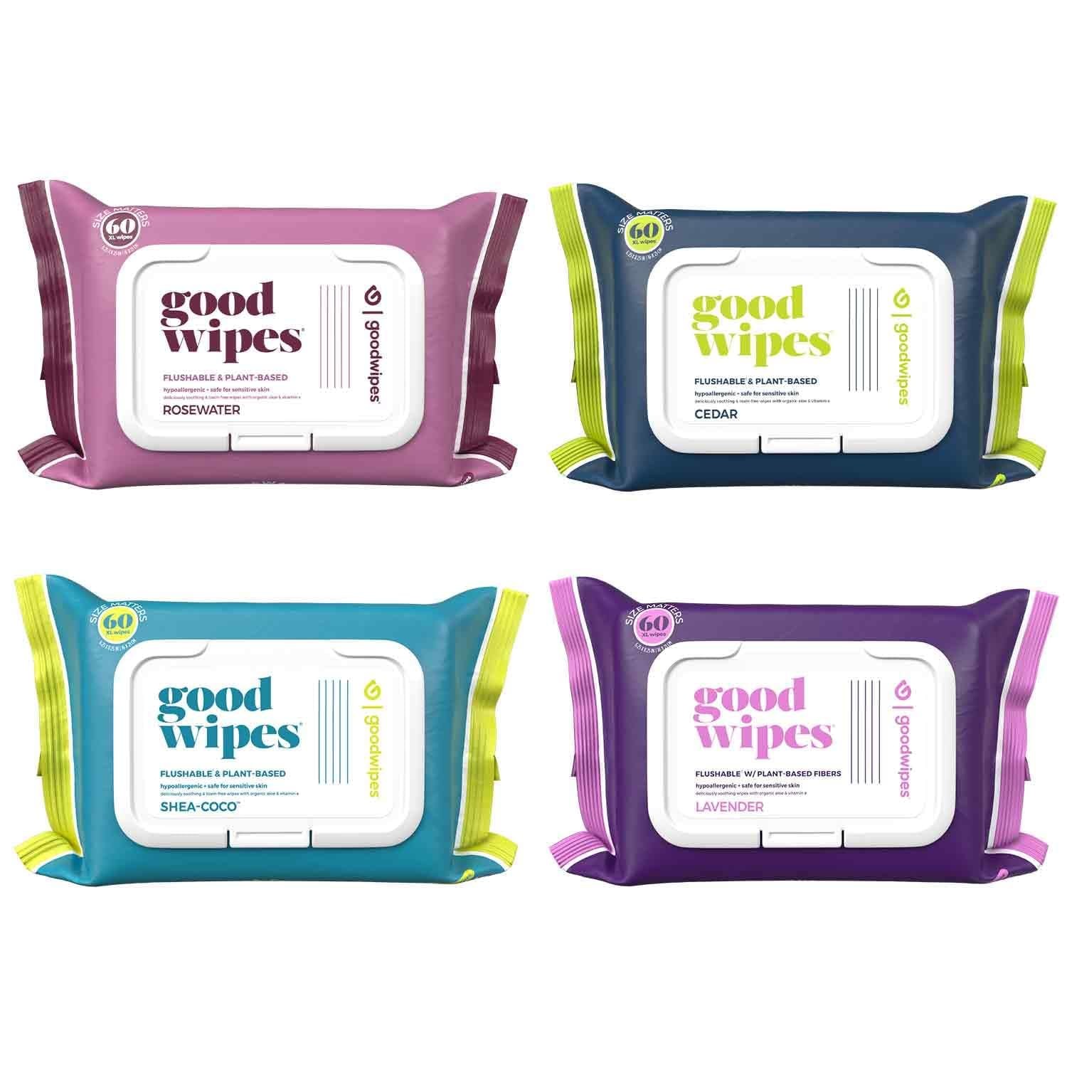 Goodwipes Flushable Butt Wipes Made with Vitamin E & 60 Count (Pack of 4)