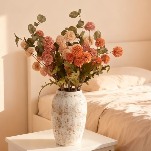 Artificial Petunia Arrangement,Weather Resistant Polyester, Mixed Orange