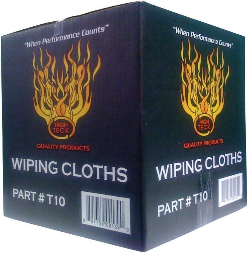 High Teck T10 Cotton Wiping Cloths, 16 x 16 inches, White Shop Rags, 10 lb Box