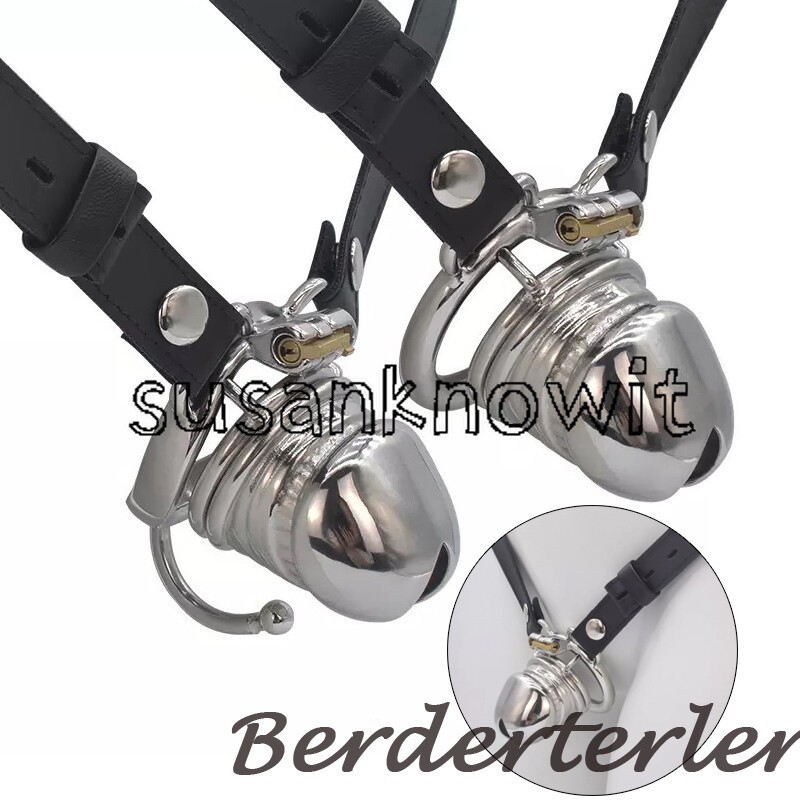 Male Strapon Chastity Cage Big Metal Male Belt Devices Rings Lock for Long Time