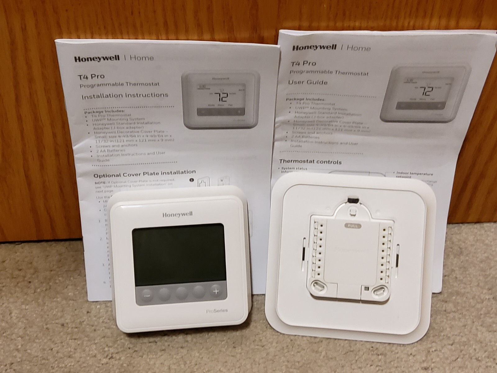 Honeywell T4 Pro Programmable Thermostat White with Mount and Manuals