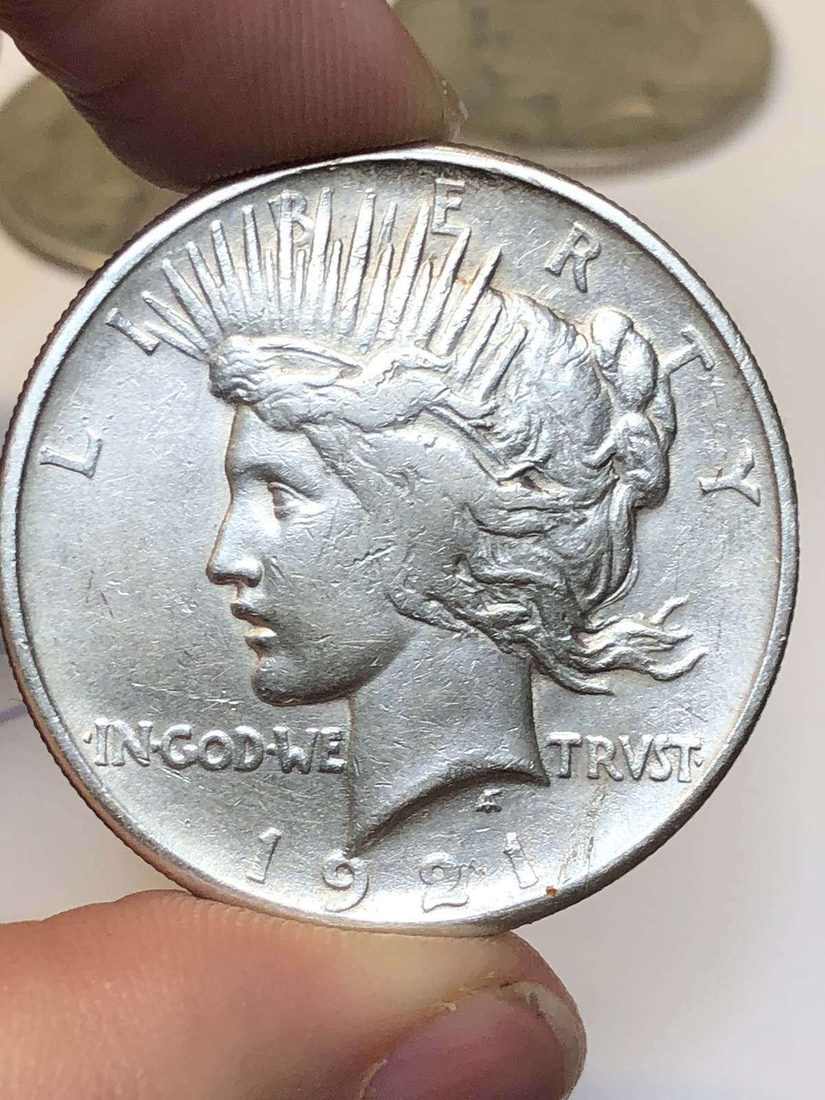 1921 Silver Peace Dollar HIGH RELIEF .900 - XF AU High Grade - 1M RARE KEY DATE