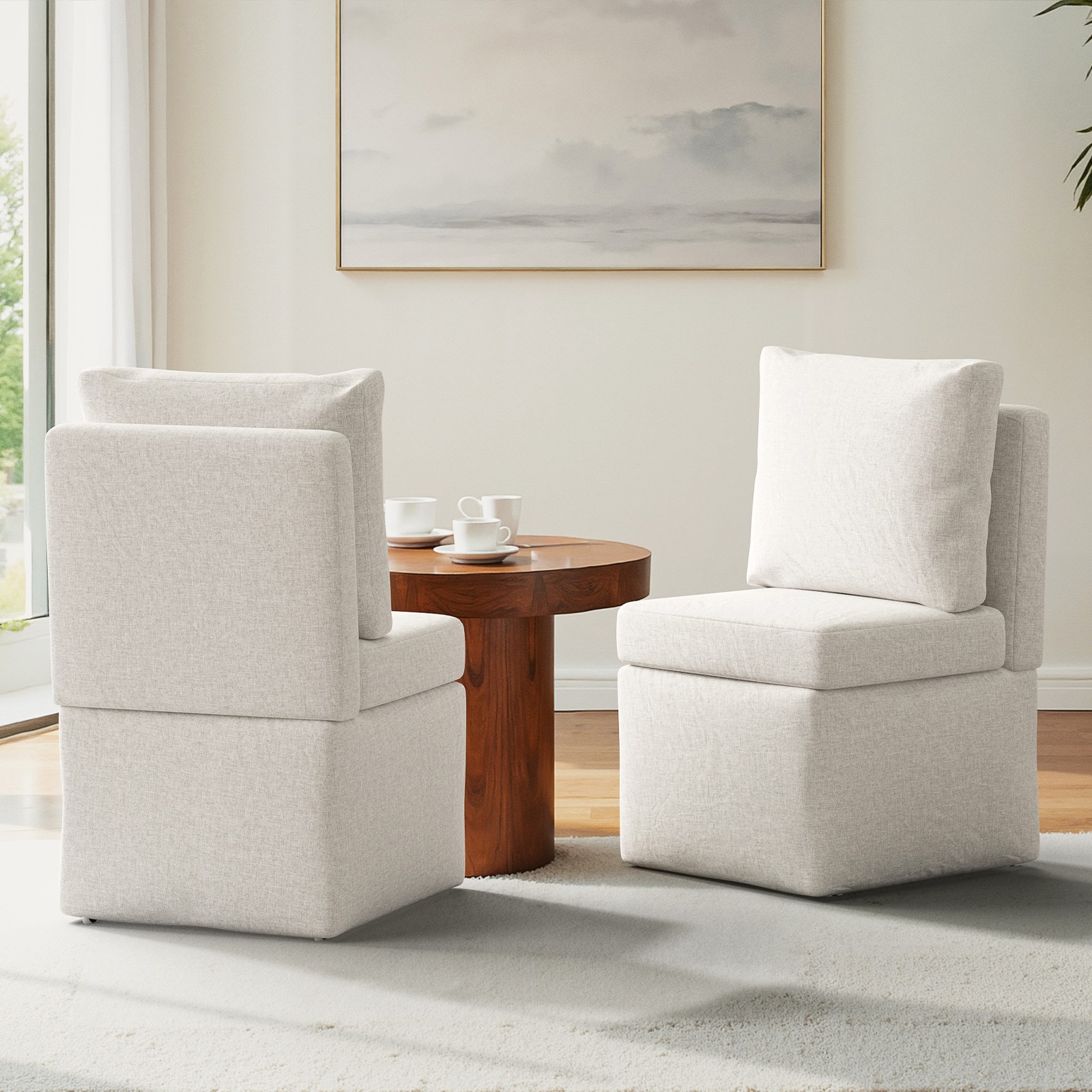 Armless Lounge Sofa Chair, Soft Corduroy Upholstered Accent Chair
