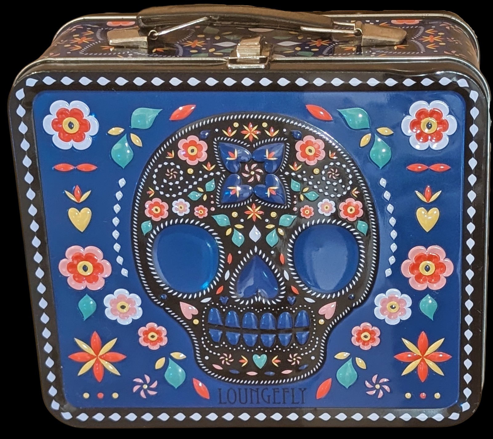 RARE Loungefly Dia de los Muertos Sugar Skulls & Flowers Tin Lunch Box