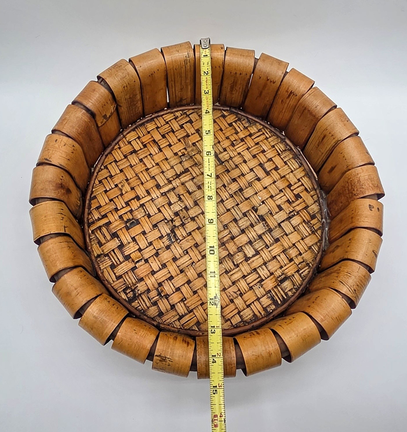 ​VTG MCM SRT OF 2 Bamboo Rattan Nesting Basket Round Segmented Basket Boho Decor