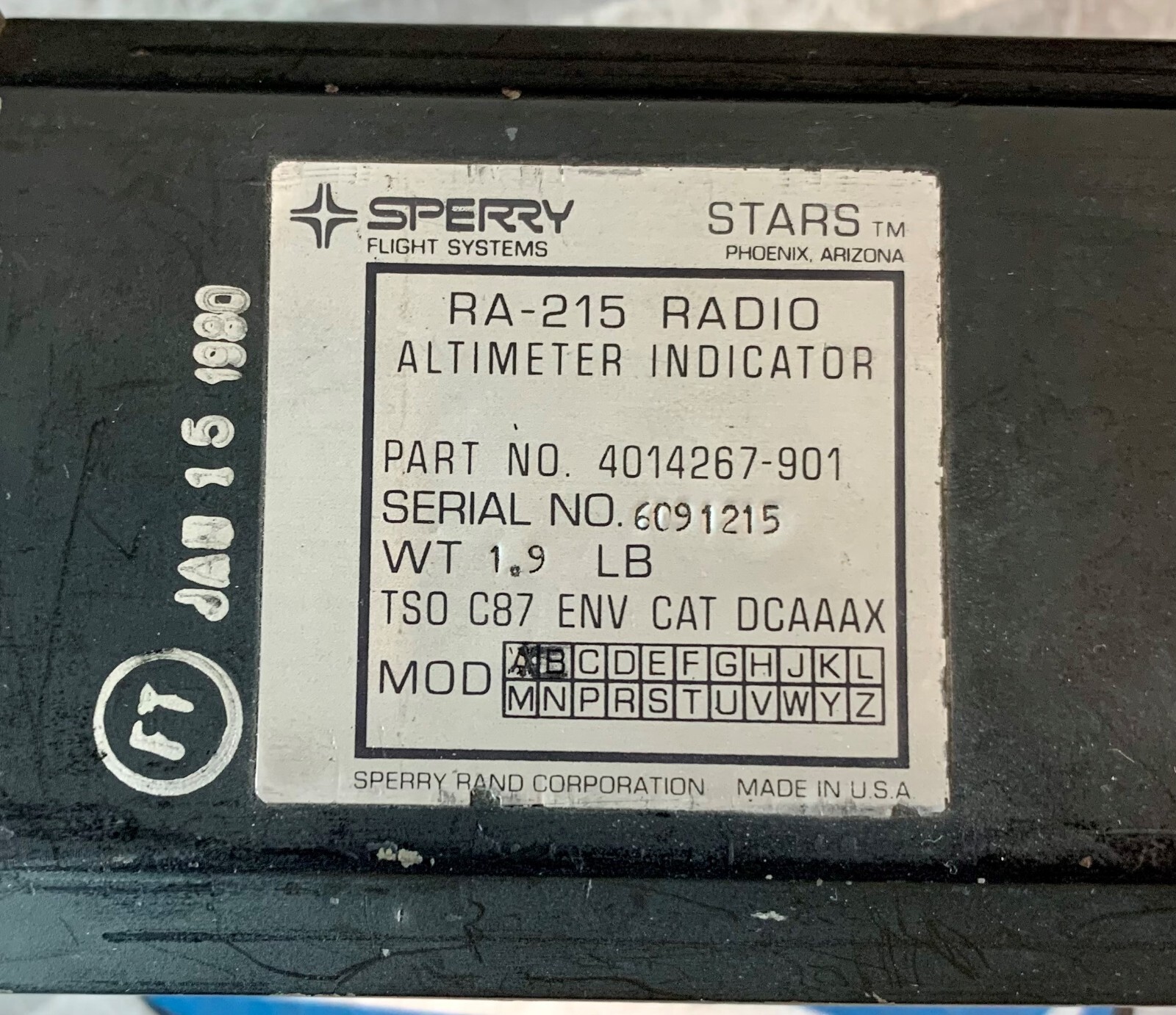 Altimeter Indicator RA215 4014267-901 Removed Working